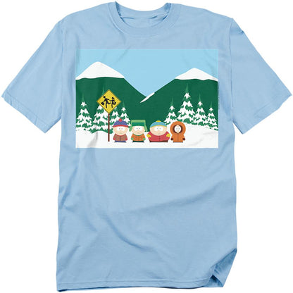 Light Blue - Front - South Park Unisex Adult Bus Stop T-Shirt