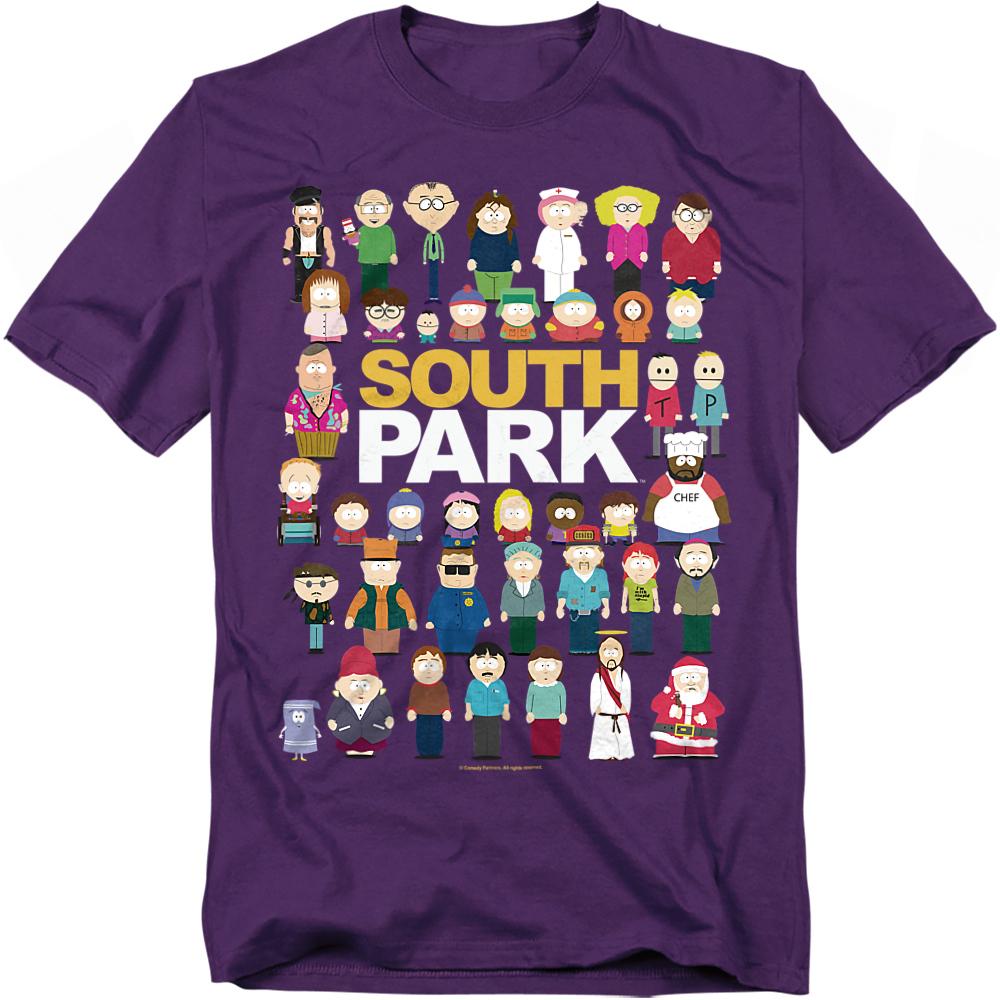 Purple - Front - South Park Unisex Adult Full Cast T-Shirt
