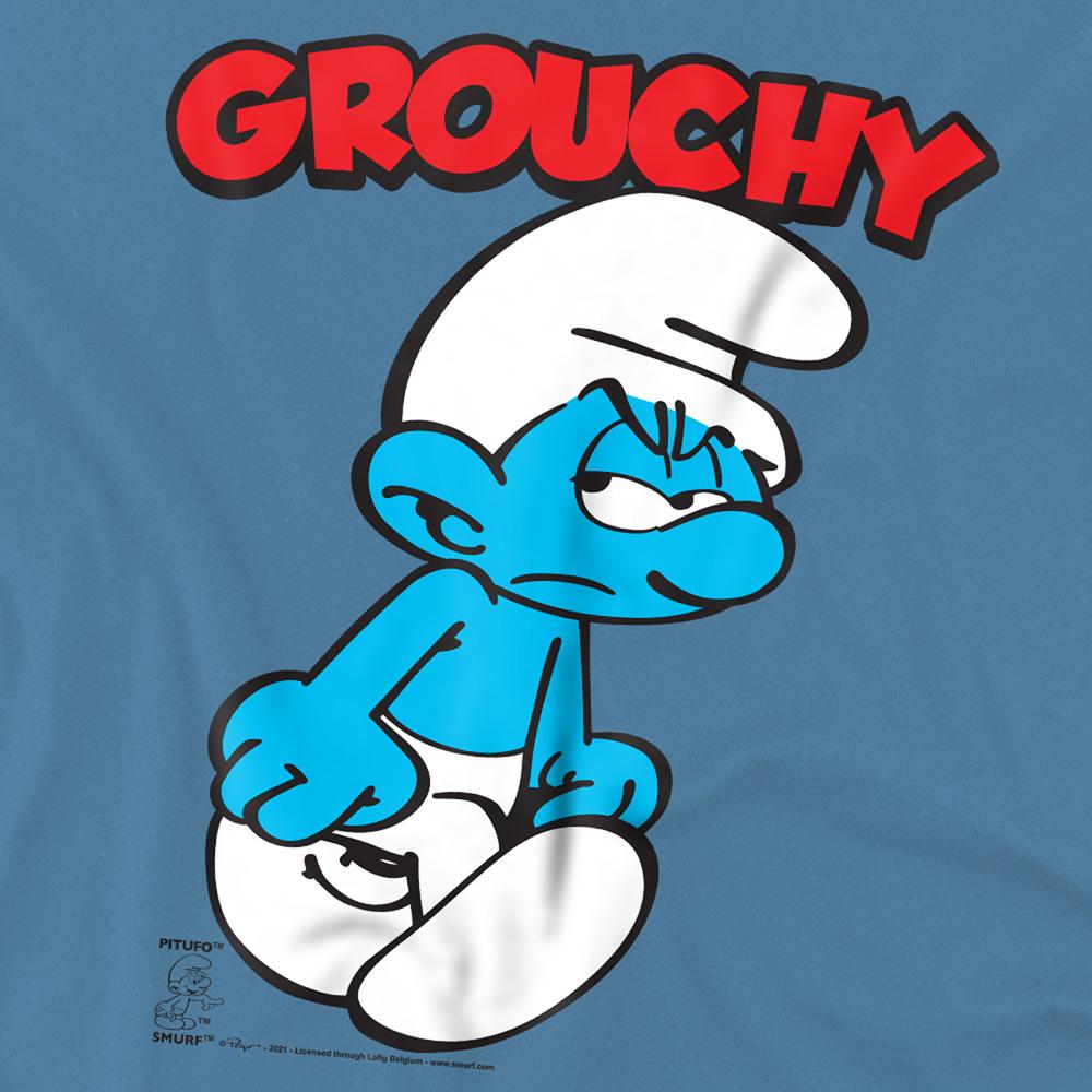 Carolina Blue - Side - The Smurfs Unisex Adult Grouchy T-Shirt