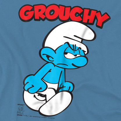 Carolina Blue - Side - The Smurfs Unisex Adult Grouchy T-Shirt