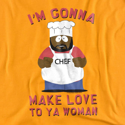 Gold - Side - South Park Unisex Adult Make Love T-Shirt