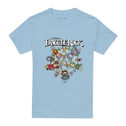 Light Blue - Front - Fraggle Rock Unisex Adult Spinning Gang T-Shirt