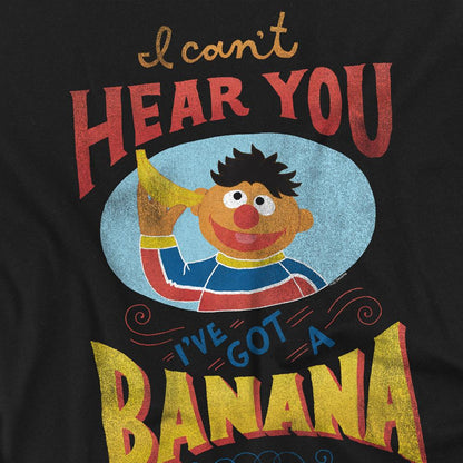 Black - Side - Sesame Street Unisex Adult Banana In My Ear Ernie T-Shirt
