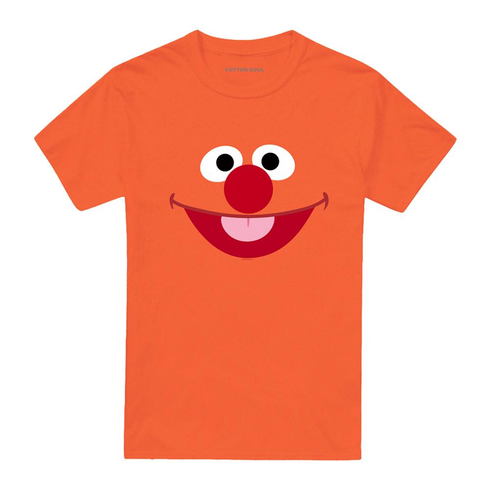 Orange - Front - Sesame Street Unisex Adult Ernie Face T-Shirt