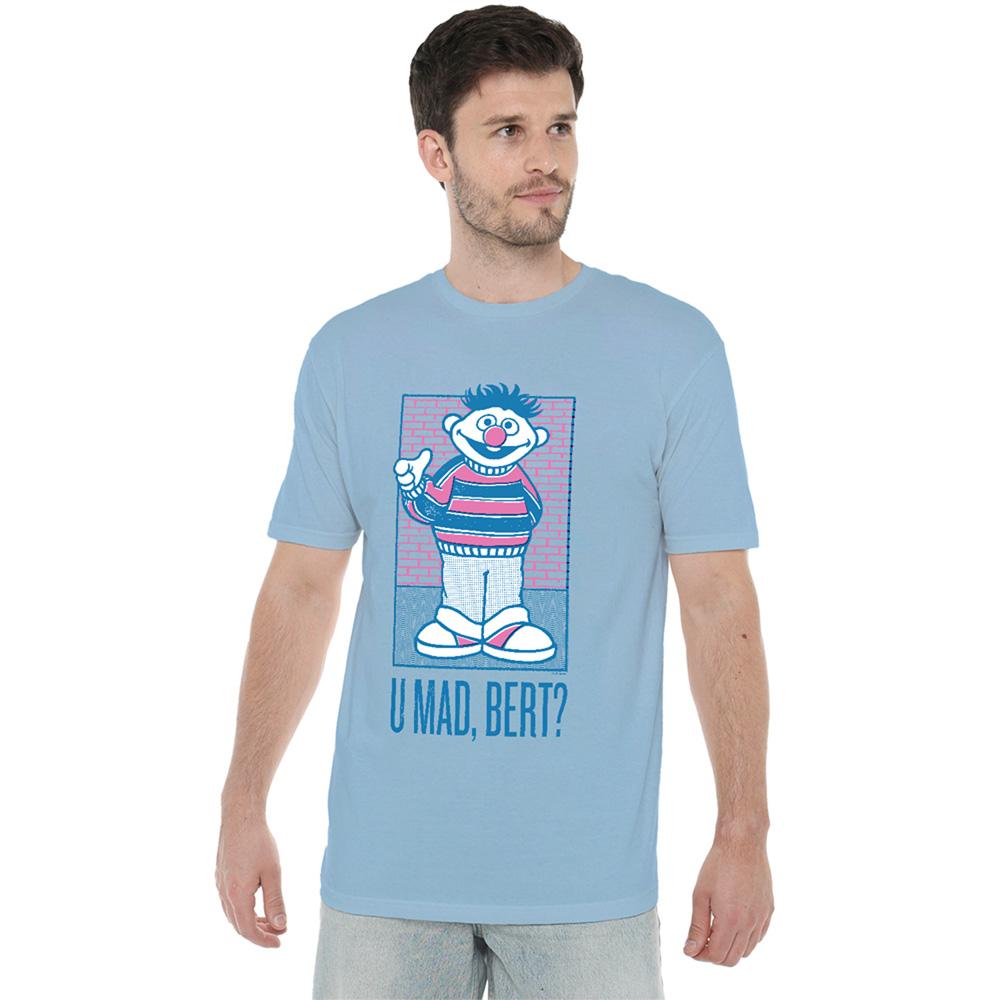 Light Blue - Lifestyle - Sesame Street Unisex Adult U Mad Bert? Ernie T-Shirt
