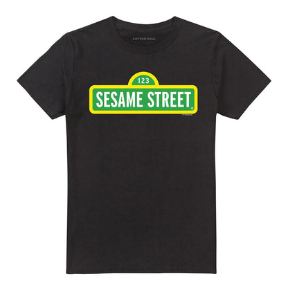 Black - Front - Sesame Street Unisex Adult Logo T-Shirt