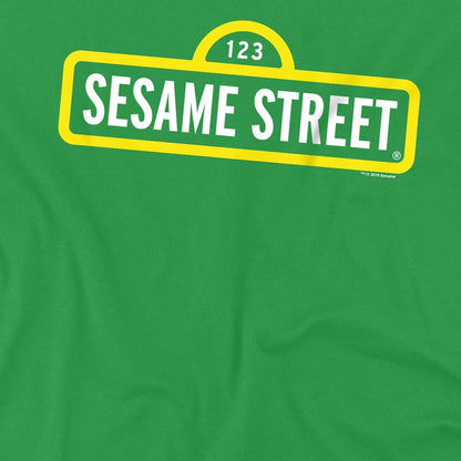 Kelly Green - Side - Sesame Street Unisex Adult Logo T-Shirt