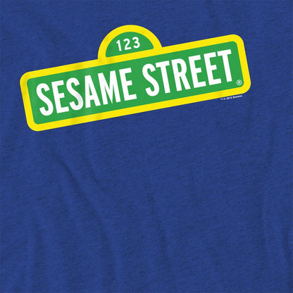 Royal Blue - Side - Sesame Street Unisex Adult Logo T-Shirt