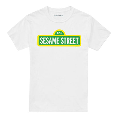White - Front - Sesame Street Unisex Adult Logo T-Shirt