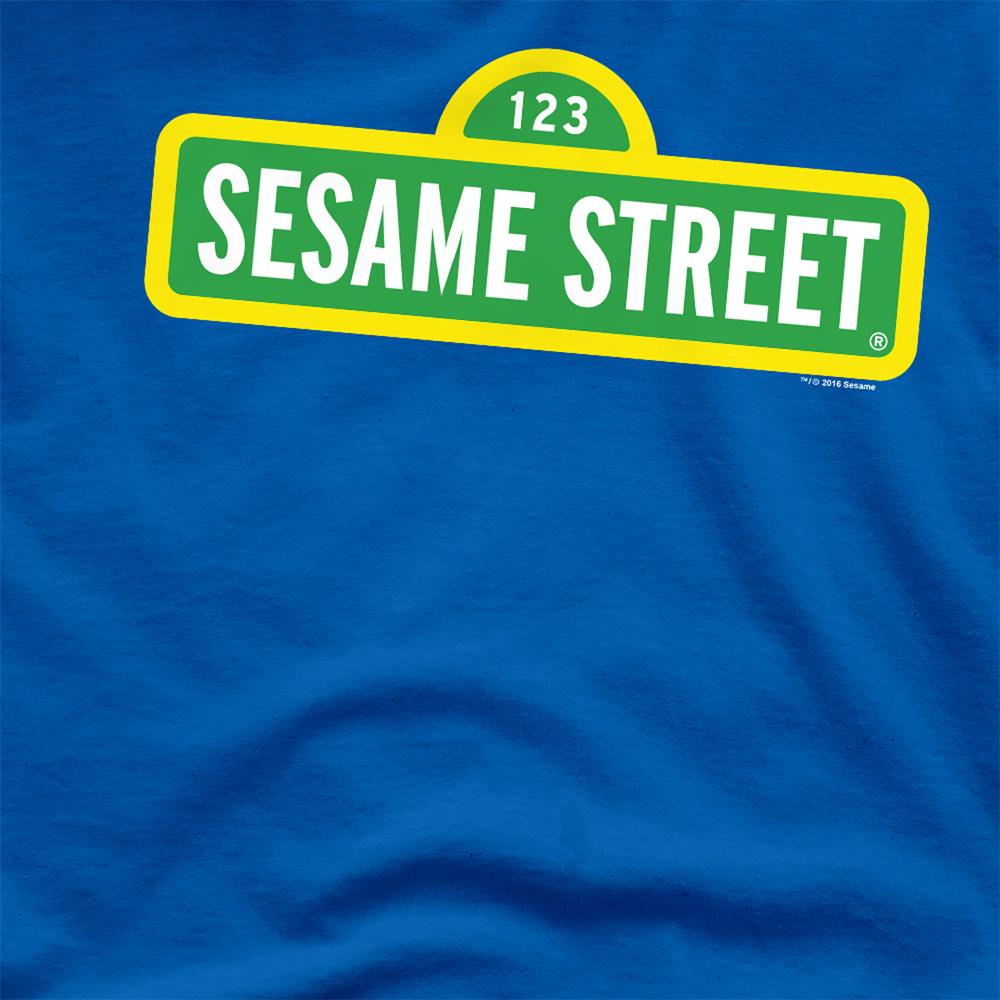Royal Blue - Side - Sesame Street Unisex Adult Logo T-Shirt