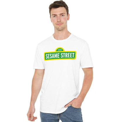 White - Lifestyle - Sesame Street Unisex Adult Logo T-Shirt