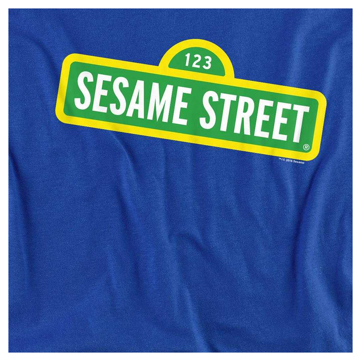 Royal Blue - Side - Sesame Street Unisex Adult Logo Long-Sleeved T-Shirt