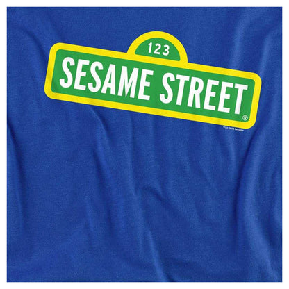 Royal Blue - Side - Sesame Street Unisex Adult Logo Long-Sleeved T-Shirt