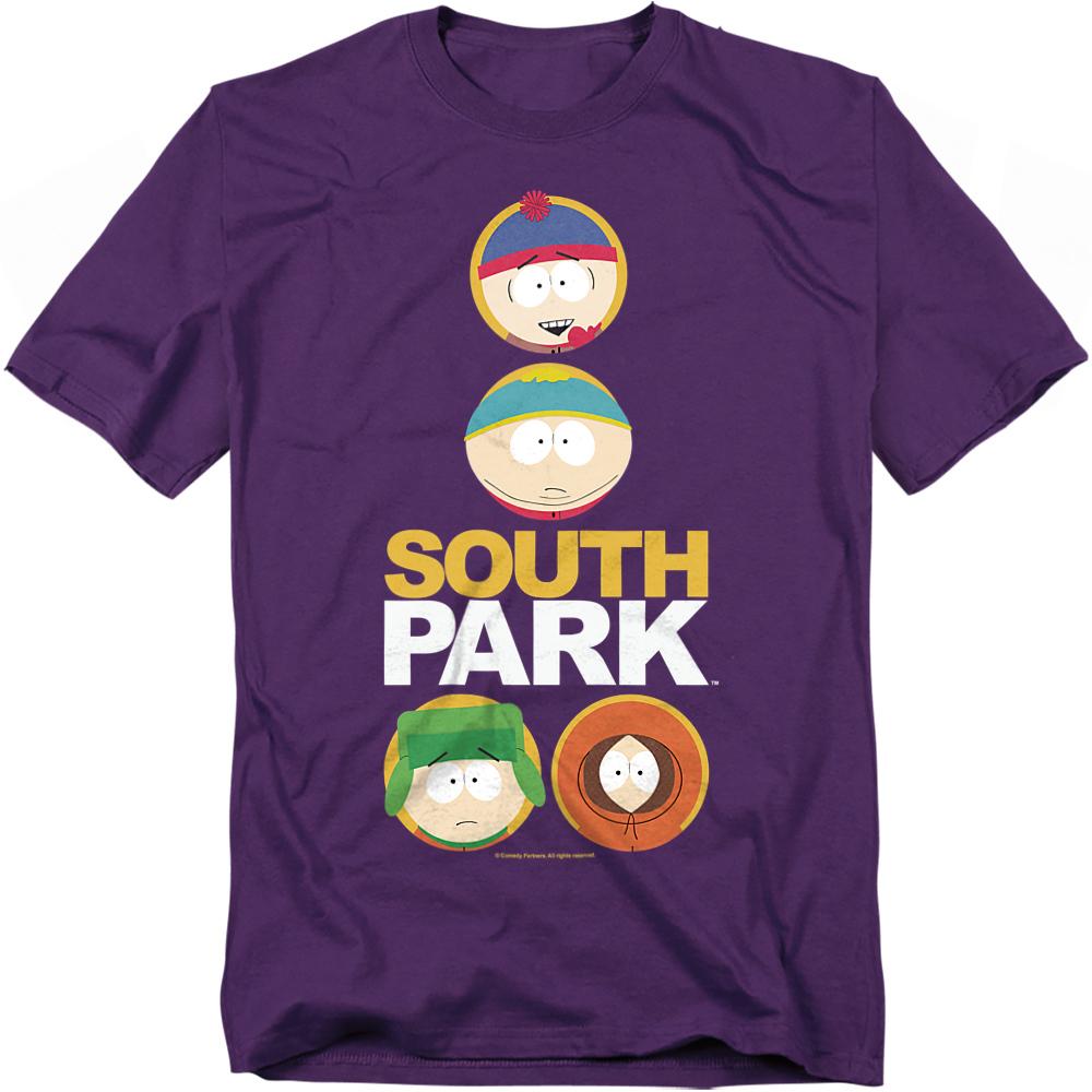 Purple - Front - South Park Unisex Adult Solid Circles T-Shirt