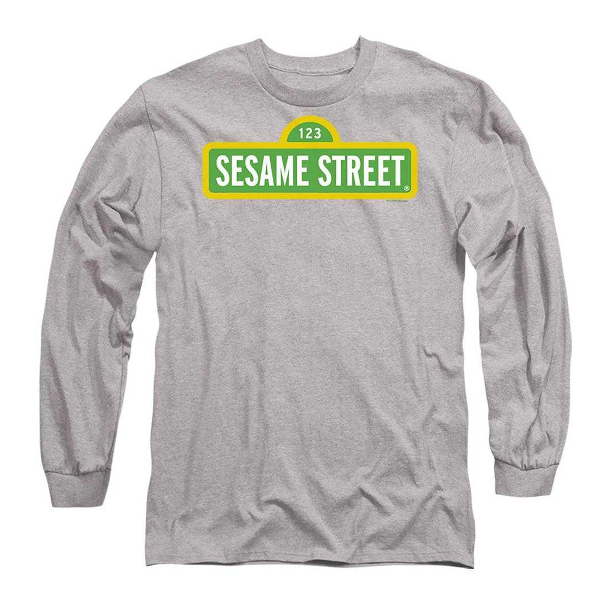 Athletic - Front - Sesame Street Unisex Adult Logo Heather Long-Sleeved T-Shirt
