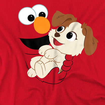Red - Side - Sesame Street Unisex Adult Elmo & Tango Face T-Shirt