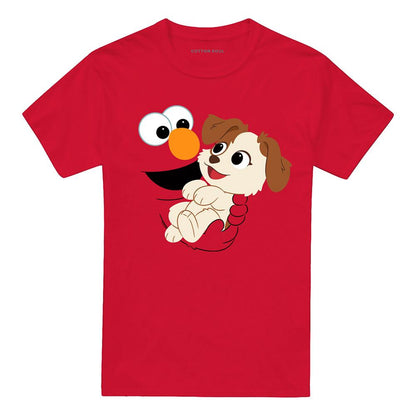 Red - Front - Sesame Street Unisex Adult Elmo & Tango Face T-Shirt