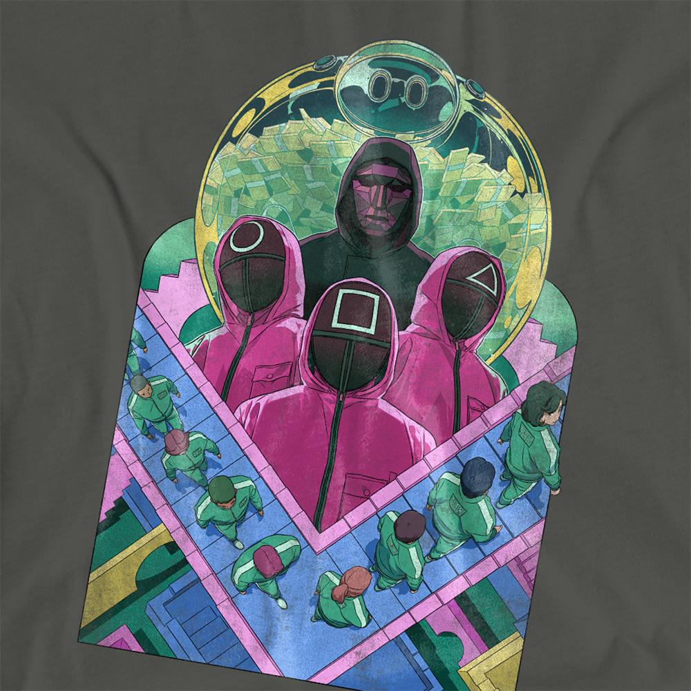 Charcoal - Side - Squid Game Womens-Ladies Front Man and Guards Comic T-Shirt