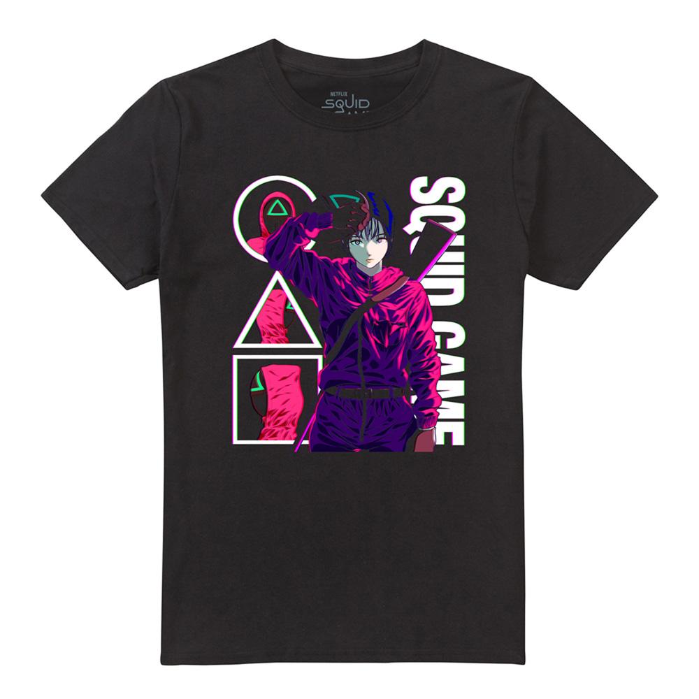 Black - Front - Squid Game Unisex Adult Season Three Anime Guards T-Shirt