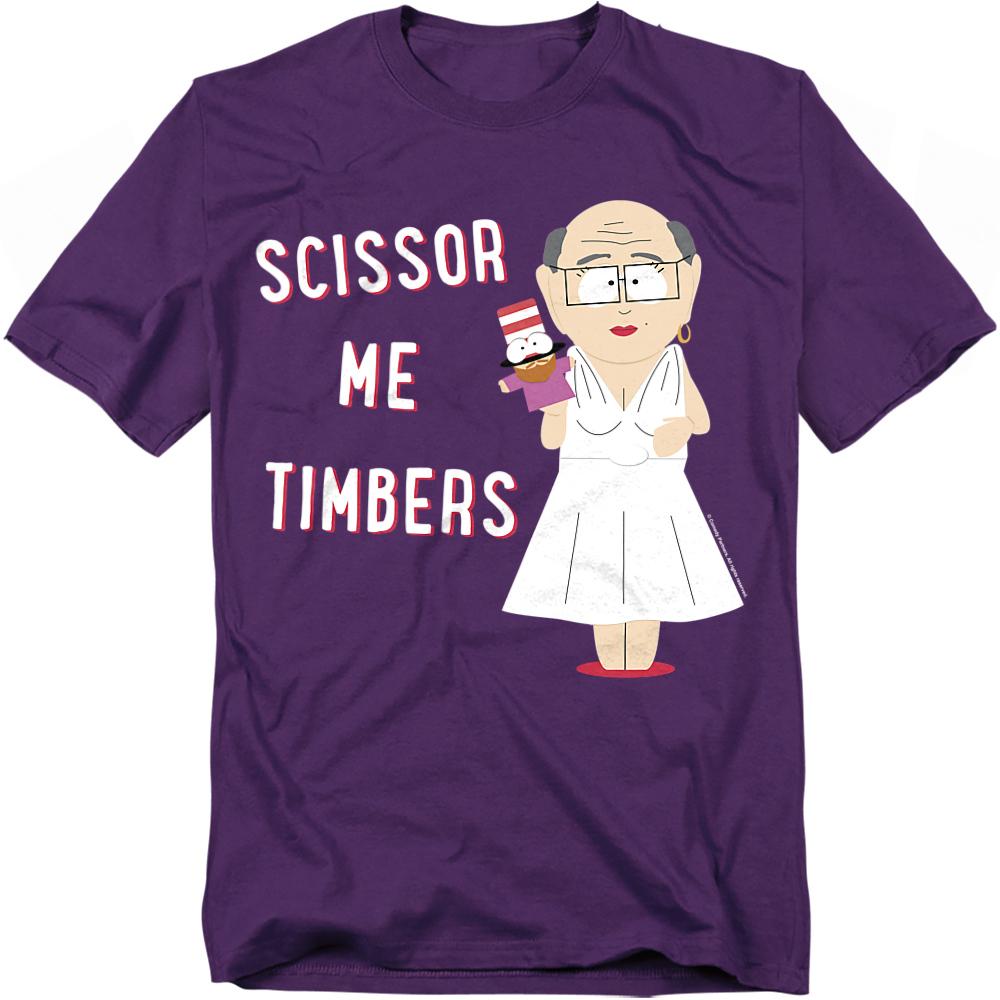 Purple - Front - South Park Unisex Adult Scissor Me Timbers T-Shirt
