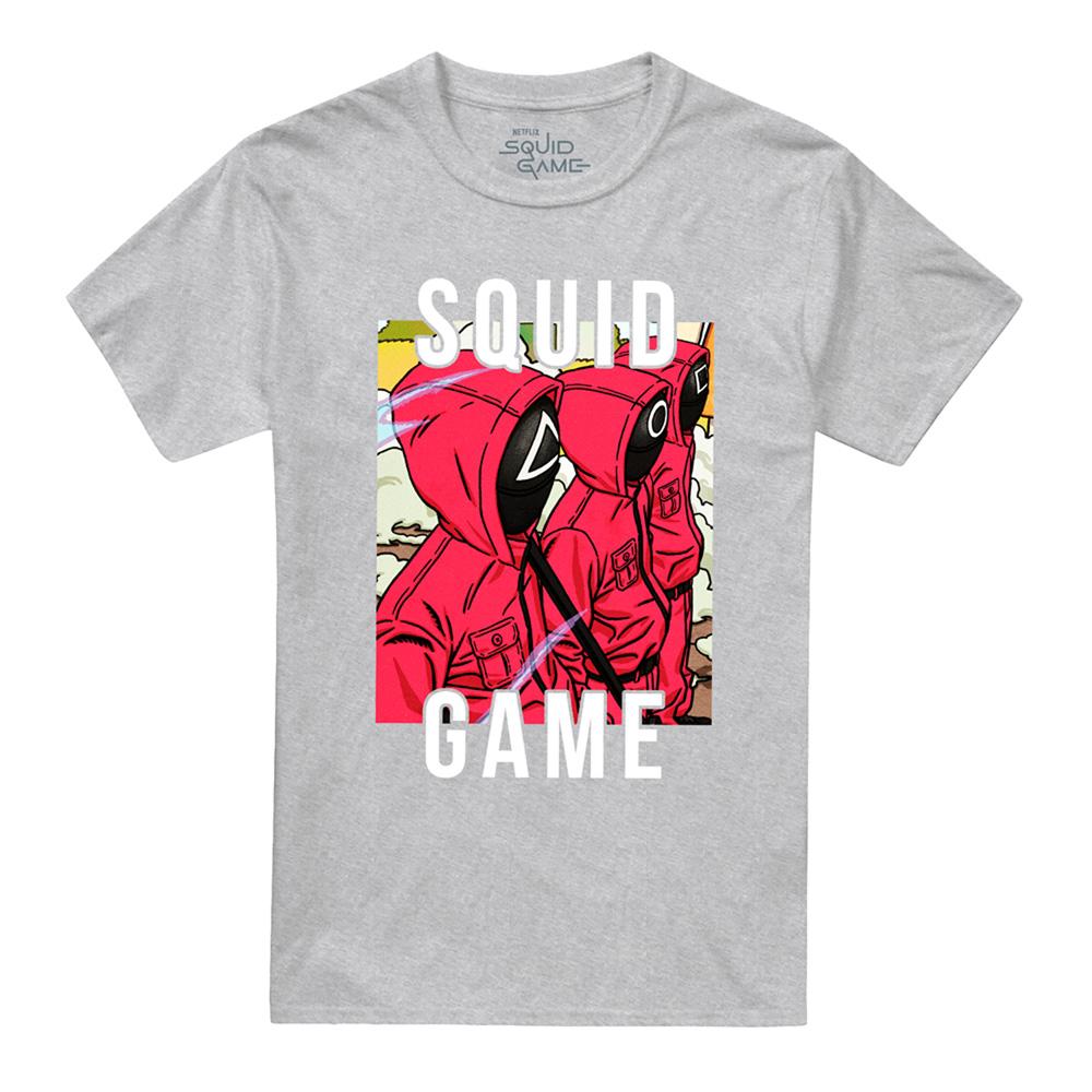 Heather Grey - Front - Squid Game Unisex Adult Side Profile Logo T-Shirt