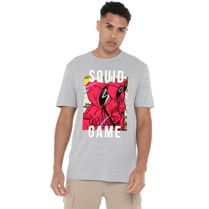Heather Grey - Lifestyle - Squid Game Unisex Adult Side Profile Logo T-Shirt