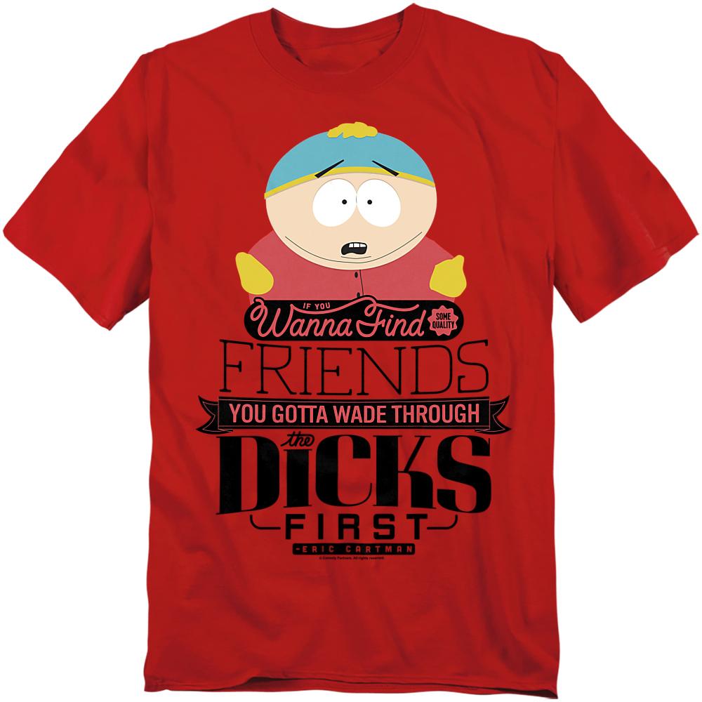 Red - Front - South Park Unisex Adult Wade Through Dicks T-Shirt
