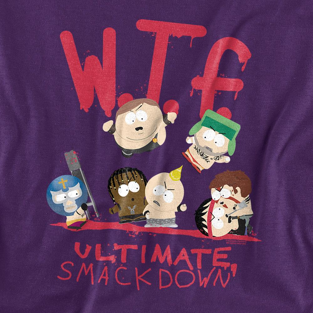 Purple - Side - South Park Unisex Adult WTF Ultimate Smackdown T-Shirt