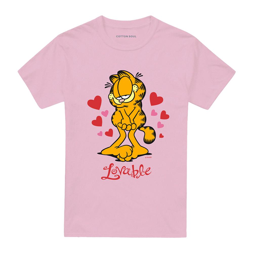 Pink - Front - Garfield Unisex Adult Lovable T-Shirt