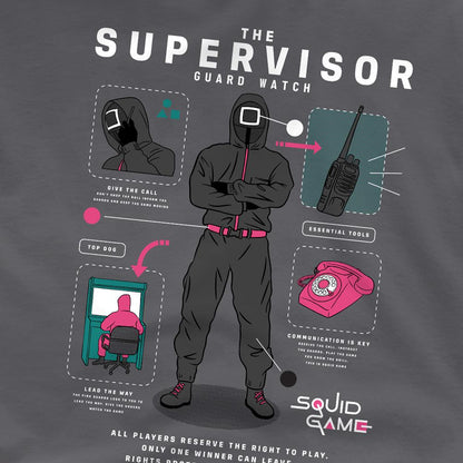 Charcoal - Back - Squid Game Unisex Adult Season Three The Supervisor T-Shirt