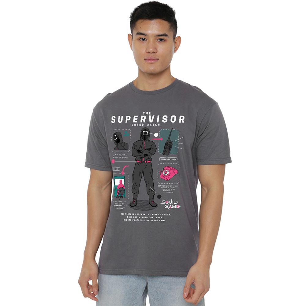 Charcoal - Front - Squid Game Unisex Adult Season Three The Supervisor T-Shirt
