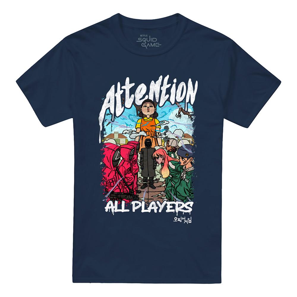 Navy - Lifestyle - Squid Game Unisex Adult Season Three Attention Anime T-Shirt