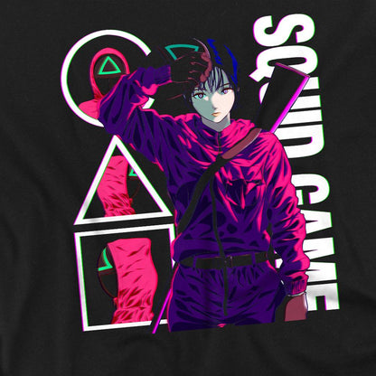 Black - Back - Squid Game Unisex Adult Season Three Anime Guards Long-Sleeved T-Shirt
