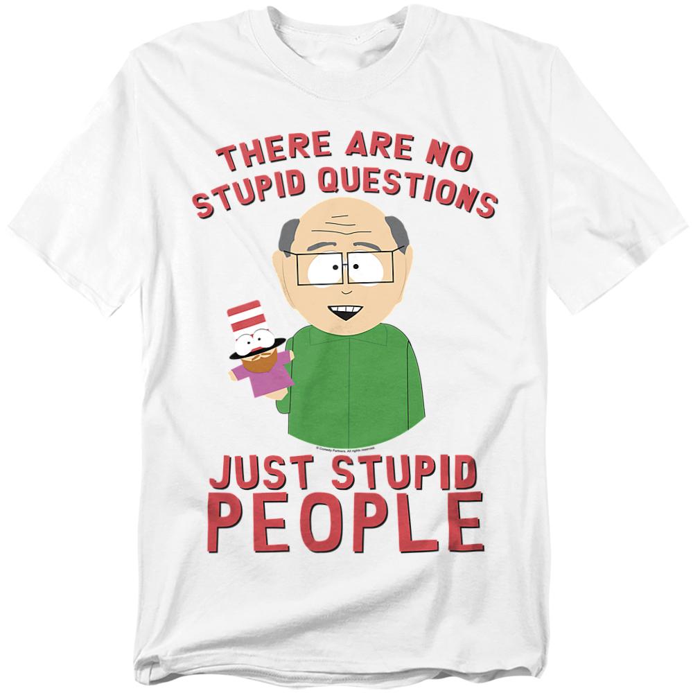 White - Front - South Park Unisex Adult No Stupid Questions T-Shirt