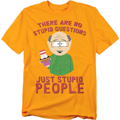 Gold - Front - South Park Unisex Adult No Stupid Questions T-Shirt