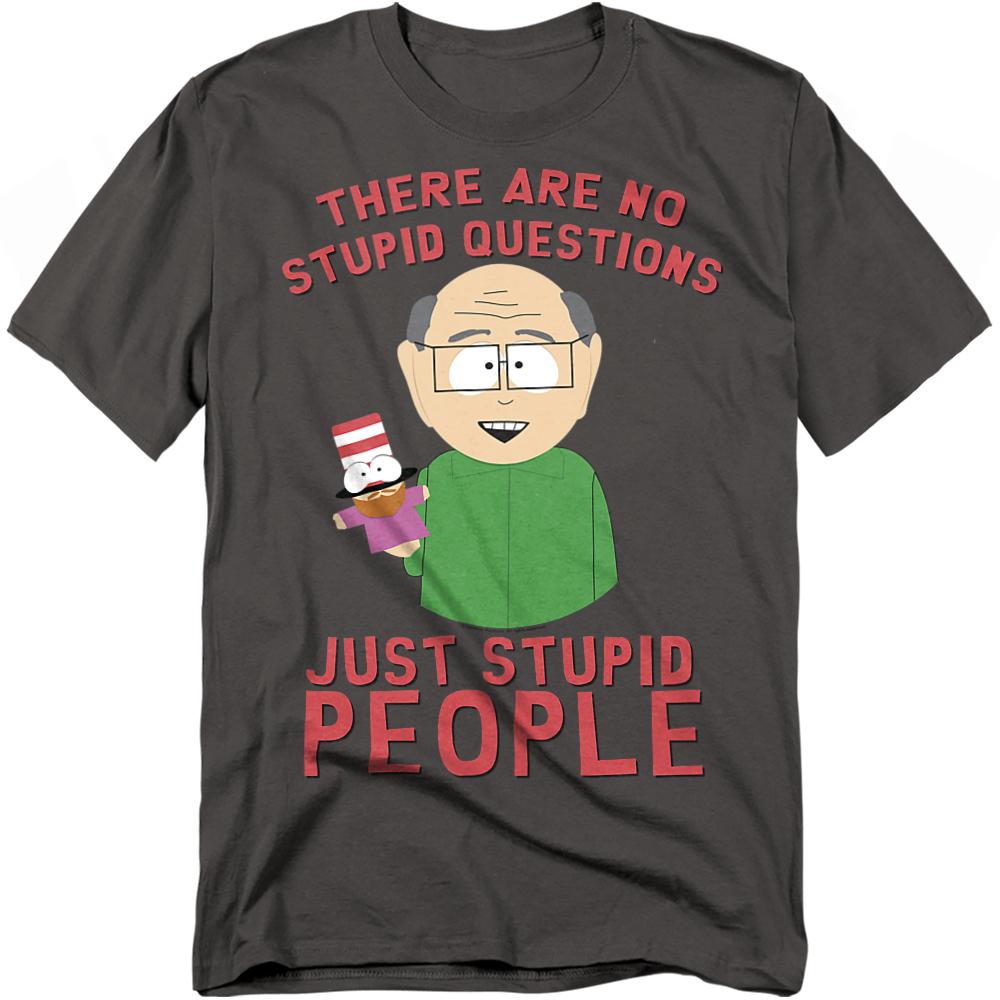 Charcoal - Front - South Park Unisex Adult No Stupid Questions T-Shirt