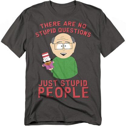 Charcoal - Front - South Park Unisex Adult No Stupid Questions T-Shirt