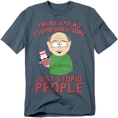 Slate - Front - South Park Unisex Adult No Stupid Questions T-Shirt