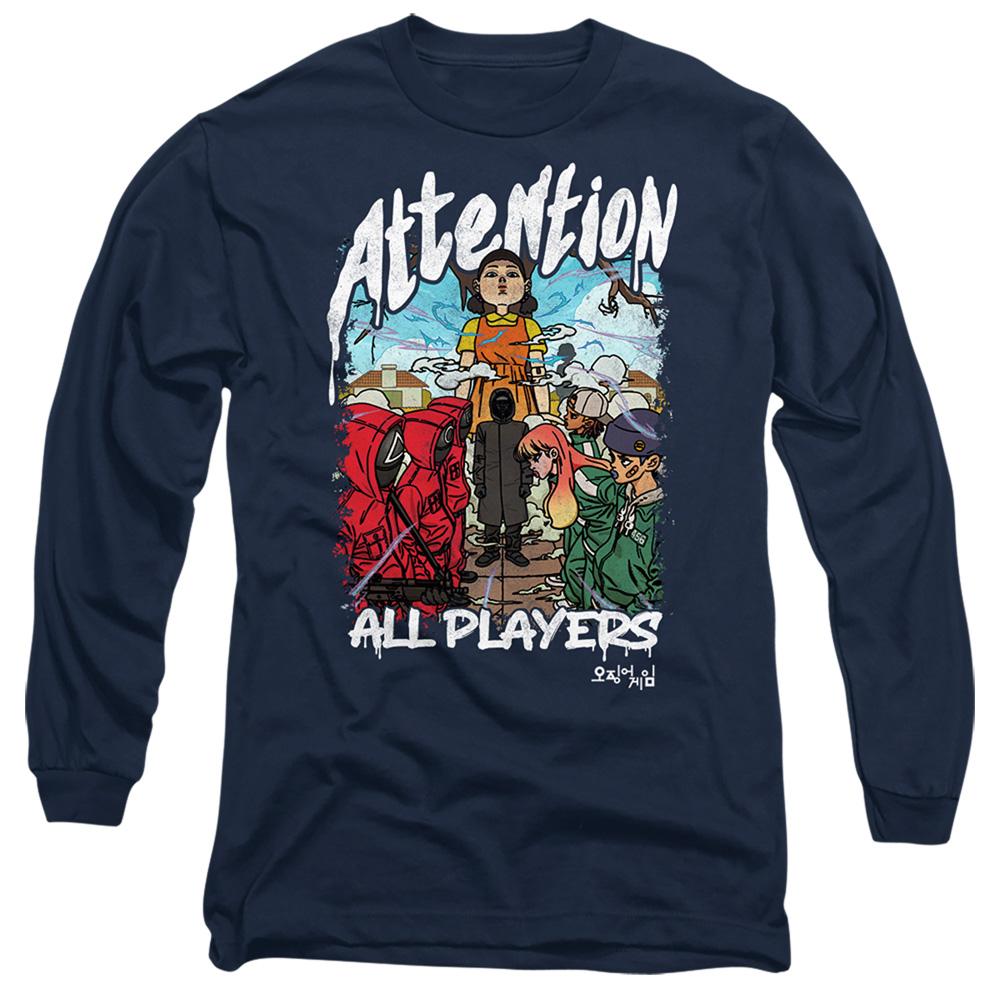 Navy - Front - Squid Game Unisex Adult Long-Sleeved T-Shirt