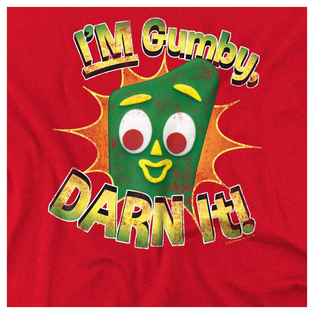 Red - Side - Gumby Unisex Adult Darn It T-Shirt