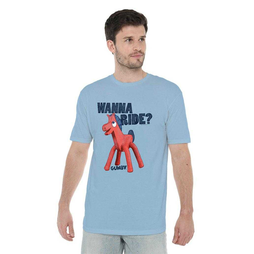 Light Blue - Lifestyle - Gumby Unisex Adult Wanna Ride T-Shirt