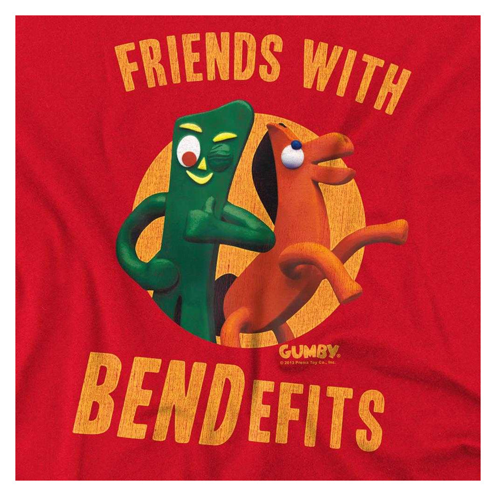 Red - Side - Gumby Unisex Adult Bendefits T-Shirt