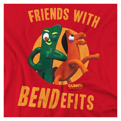 Red - Side - Gumby Unisex Adult Bendefits T-Shirt