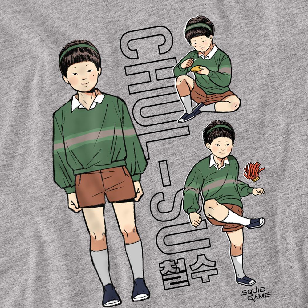 Heather Grey - Back - Squid Game Unisex Adult Chul-Su Vintage Long-Sleeved T-Shirt