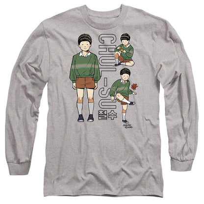 Heather Grey - Front - Squid Game Unisex Adult Chul-Su Vintage Long-Sleeved T-Shirt