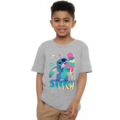 Athletic Heather - Front - Lilo & Stitch Childrens-Kids Ice Cream Heather T-Shirt