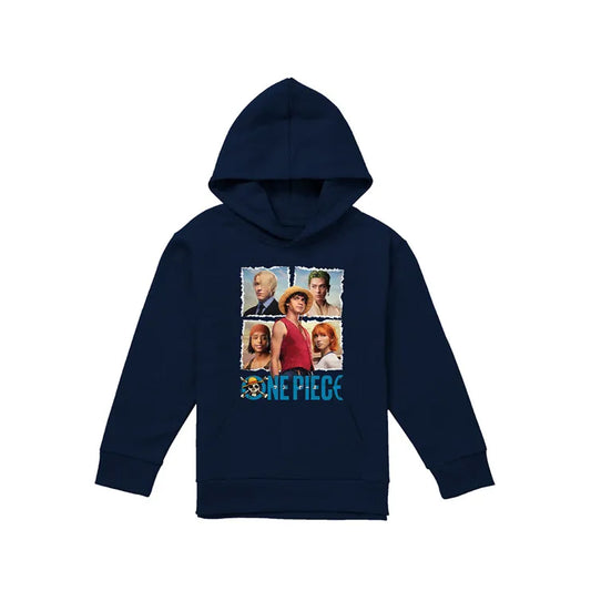 Navy - Front - One Piece Live Action Childrens-Kids Group Hoodie