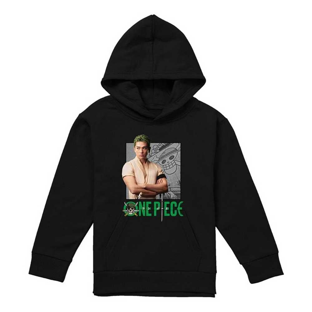 Black - Front - One Piece Live Action Childrens-Kids Roronoa Zoro Hoodie