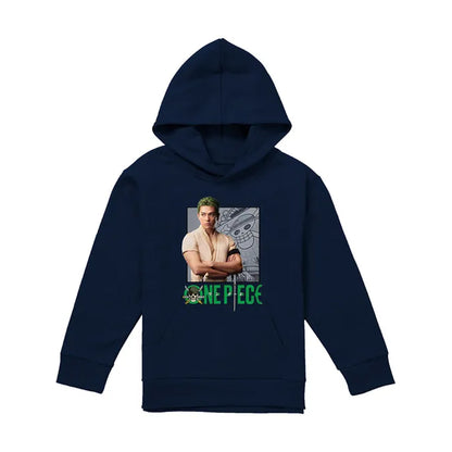 Navy - Front - One Piece Live Action Childrens-Kids Roronoa Zoro Hoodie