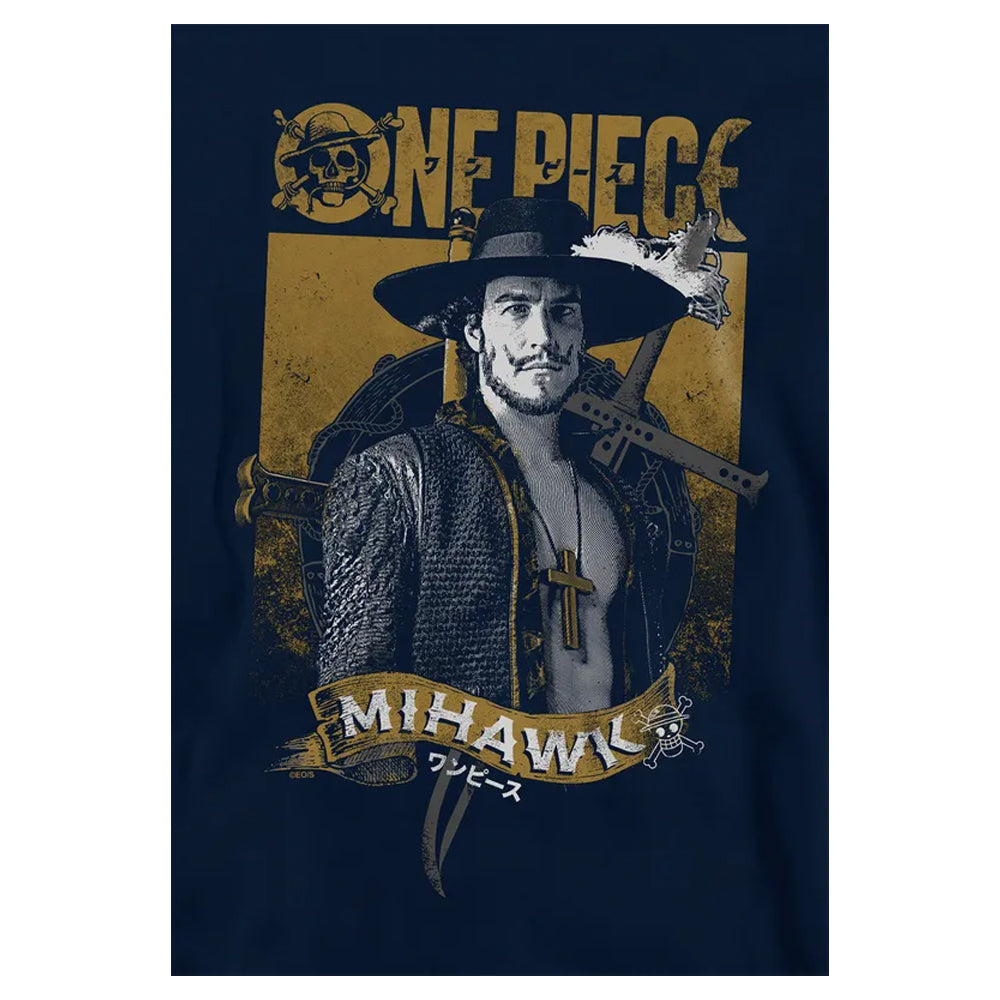 Navy - Side - One Piece Childrens-Kids Dracule Mihawk Portrait Hoodie
